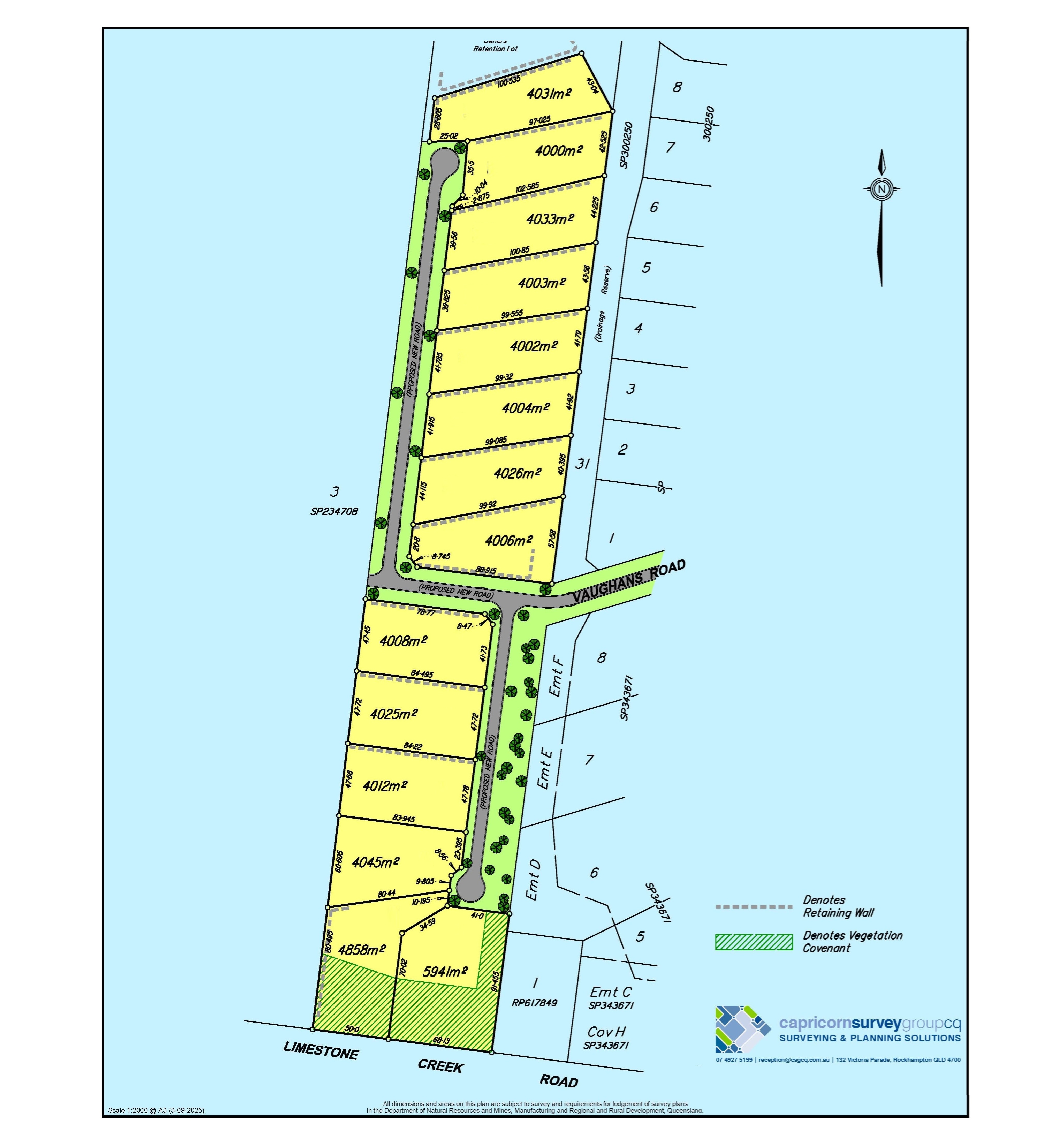 Lush Acres site map showing 7 premium acre allotments in Yeppoon with lot boundaries